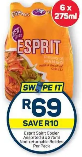 Pick n Pay Esprit Spirit Cooler Assorted 6 x 275ml Non-returnable Bottles Per Pack offer