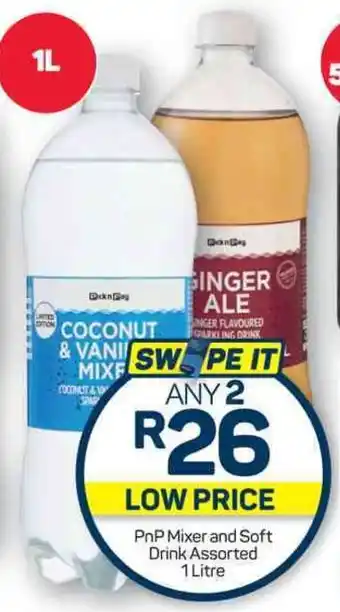 Pick n Pay PnP Mixer and Soft Drink Assorted 1 Litre offer