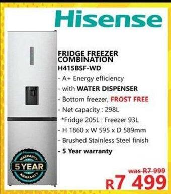 Tafelberg Furnishers HIsense - Fridge Freezer Combination - H415BSF-WD offer