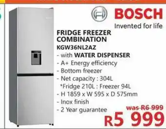 Tafelberg Furnishers Bosch - Fridge Freezer Combination - KGW36NL2AZ offer