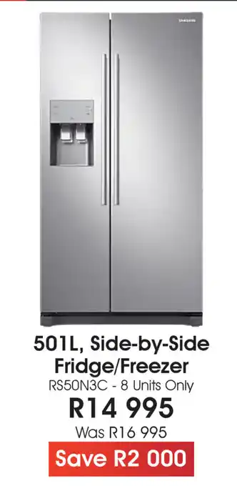 Samsung - 501L. Side-by-Side Fridge/Freezer