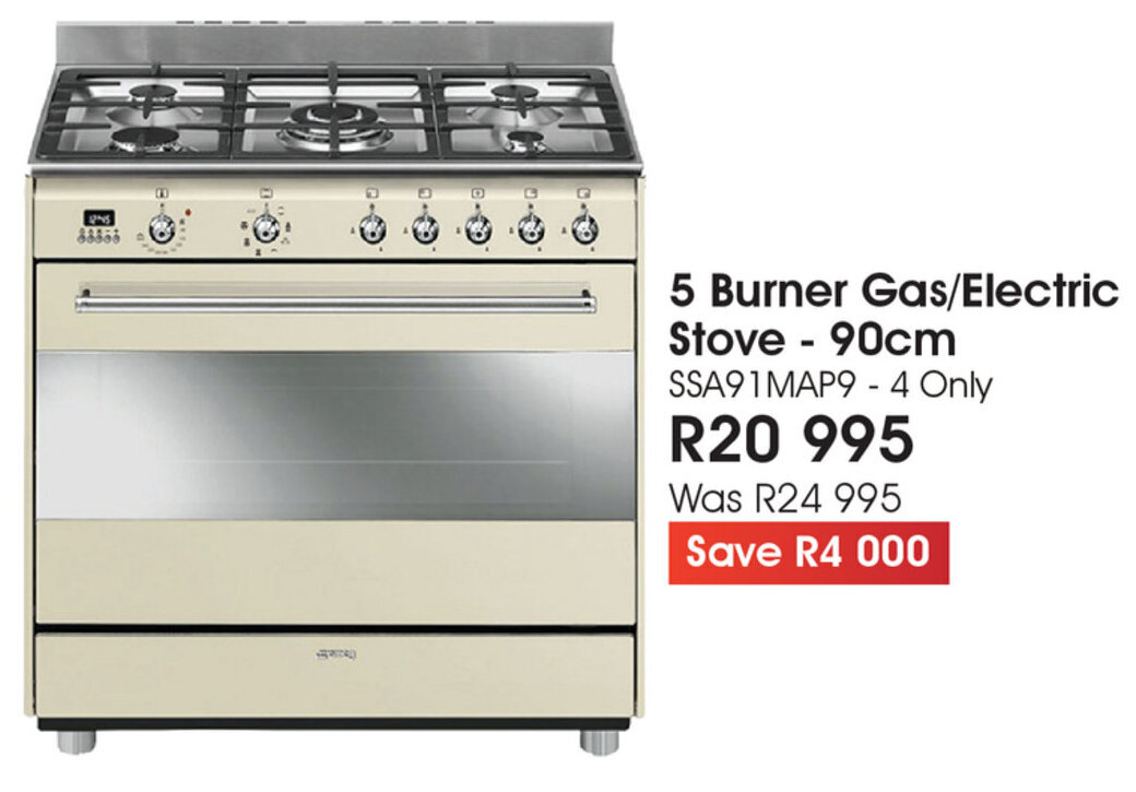 Smeg 5 Burner Gas/Electric Stove 90cm offer at The Digital Experience
