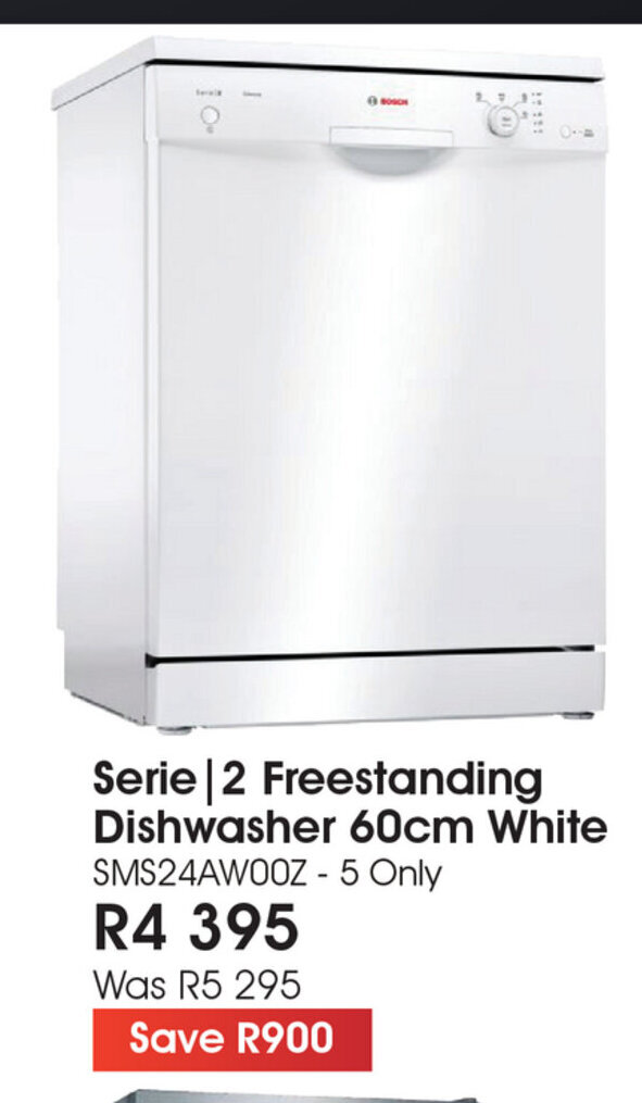 Bosch Serie 2 Freestanding Dishwasher 60cm White offer at The Digital Experience