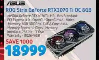 Incredible Connection ASUS - ROG Strix GeForce RTX3070 Ti OC 8GB offer