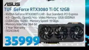 Incredible Connection ASUS - TUF GeForce RTX3080 Ti OC 12GB offer