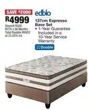 OK Furniture Edblo - 137 cm espresso base set offer