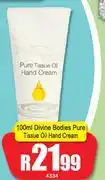 A5 Cash & Carry Divine Bodies Pure Tissue Oil Hand Cream-100ml offer