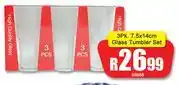 3 Pack 7.5 x 14cm Glass Tumbler Set