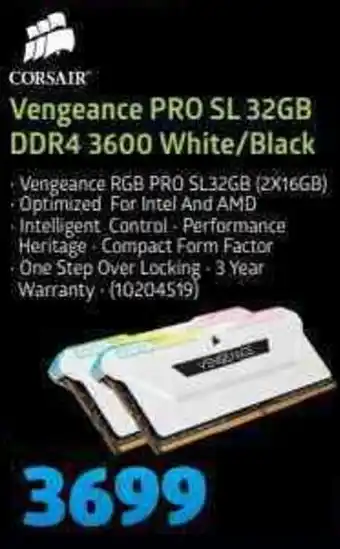 Incredible Connection Corsair - Vengeance Pro SL 32GB DDR4 3600 White/Black offer