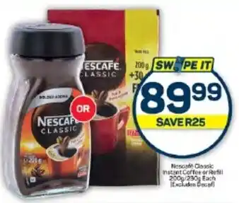 Pick n Pay Hypermarket Nescafe Classic Instant Coffee or Refill 200g/230g Each (Excludes Decaf) offer