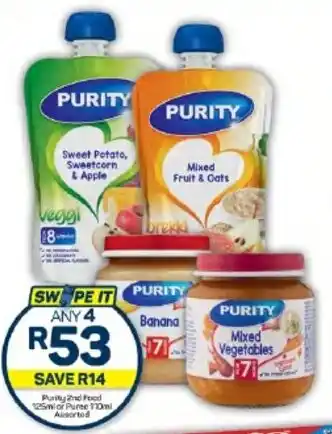 Pick n Pay Hypermarket Purity 2nd Food 125ml or Puree 110ml Assorted offer