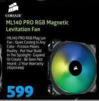 Incredible Connection Corsair - ML140 Pro RGB Magnetic Levitation Fan offer