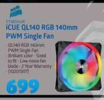 Incredible Connection Corsair - iCUE QL140 RGB 140mm PWM Single Fan offer