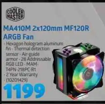 Incredible Connection Cooler Master - MA410M 2x120mm MF120R ARGB Fan offer