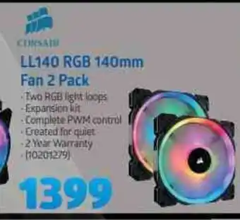 Incredible Connection Corsair - LL140 RGB 140mm Fan 2 Pack offer