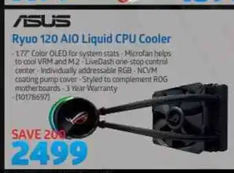 Incredible Connection Asus - Ryuo 120 AIO Liquid CPU Cooler offer