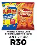 Food Lover's Market Willards Cheese Curls Or Flings Assorted-For Any 2 x 150g offer