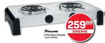 Pick n Pay Hypermarket Pineware 2-Plate Spiral Hotplate offer