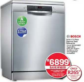 Pick n Pay Hypermarket BOSCH Serie 4 13-Place Stainless Steel Dishwasher offer