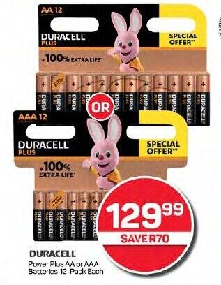 DURACELL Power Plus AA or AAA Batteries 12-Pack Each offer at Pick n ...