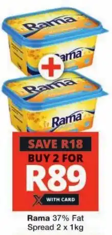 Checkers Rama 37% Fat Spread 2 x 1kg offer