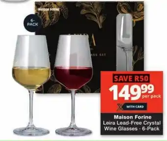 Checkers Maison Forine Leira Lead-Free Crystal Wine Glasses 6-Pack offer