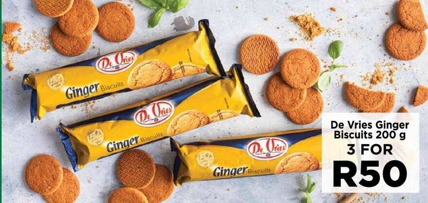 De Vries Ginger Biscuits 200 g 3 FOR offer at Food Lover's Market