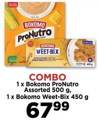 Food Lover's Market COMBO 1 x Bokomo ProNutro Assorted 500 g, 1 x Bokomo Weet-Bix 450 g offer