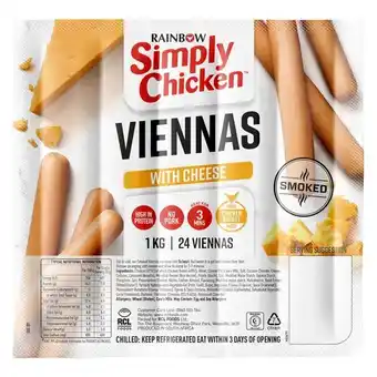 Pick n Pay Liquor Rainbow Simply Chicken Cheese Viennas 1kg offer