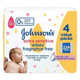 Pick n Pay Liquor Johnson's Baby Extra Sensitive Wet Wipes 224 Wipes offer