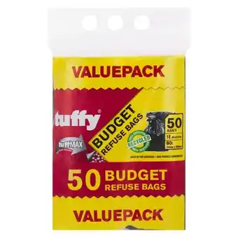 Pick n Pay Liquor Tuffy Budget Black Refuse Bag 50 Pack offer