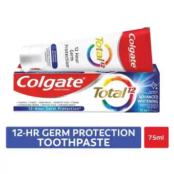 Pick n Pay Liquor Colgate Total 12 Advanced Whitening Antigerm Multibenefit Toothpaste 75ml offer