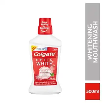 Pick n Pay Liquor Colgate Optic White Fresh Mint Mouthwash, Whitening 500ml offer