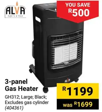 Builders Warehouse ALVA 3-panel Gas Heater offer