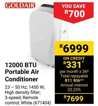 Builders Warehouse Goldair 12000 BTU Portable Air Conditioner offer