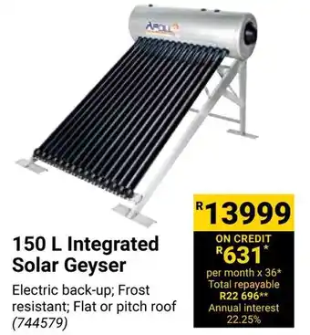 Builders Warehouse 150 L Integrated Solar Geyser offer