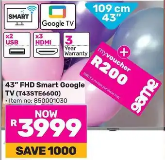 Game Skyworth 43" FHD Smart Google TV (T43STE6600) offer