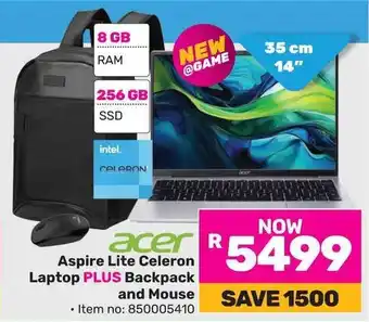 Game acer Aspire Lite Celeron Laptop PLUS Backpack and Mouse offer