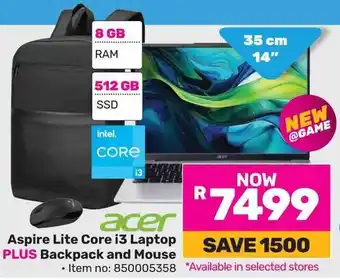 Game acer Aspire Lite Core i3 Laptop PLUS Backpack and Mouse offer