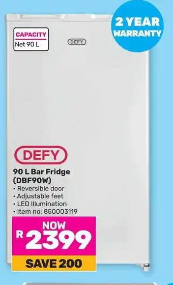 Game DEFY 90 L Bar Fridge (DBF90W) offer