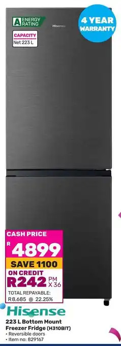 Game Hisense 223 L Bottom Mount Freezer Fridge (H310BIT) offer