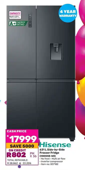 Game Hisense 631 L Side-by-Side Freezer Fridge offer