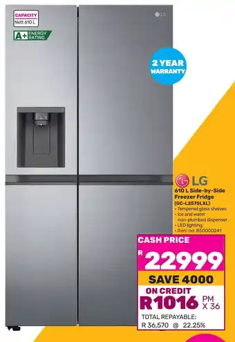 Game LG 610 L Side-by-Side Freezer Fridge (GC-L257SLXL) offer