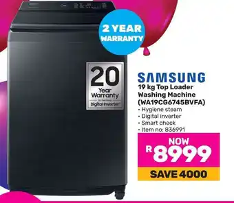 Game SAMSUNG 19 kg Top Loader Washing Machine (WA19CG6745BVFA) offer