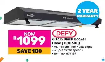 Game DEFY 60 cm Black Cooker Hood (DCH60B) offer
