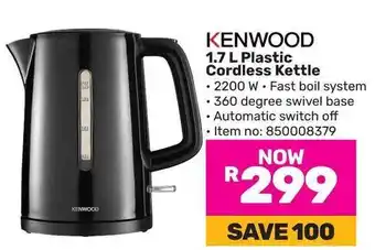 Game KENWOOD 1.7 L Plastic Cordless Kettle offer