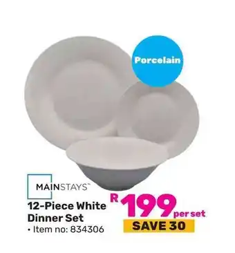 Game MAINSTAYS 12-Piece White Dinner Set offer