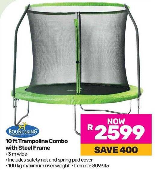 BOUNCEKING 10 ft Trampoline Combo with Steel Frame offer at Game