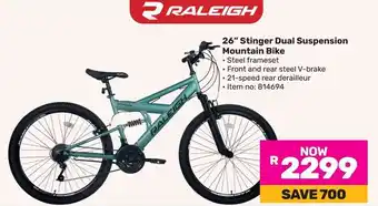 Game Raleigh 26" Stinger Dual Suspension Mountain Bike offer