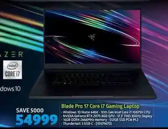 Incredible Connection Blade Pro 17 Core i7 Gaming Laptop offer